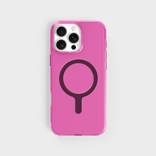 Tinted-Pink Clear Phone Case with Black MagSafe & FREE Cable | CLRPRTCT™