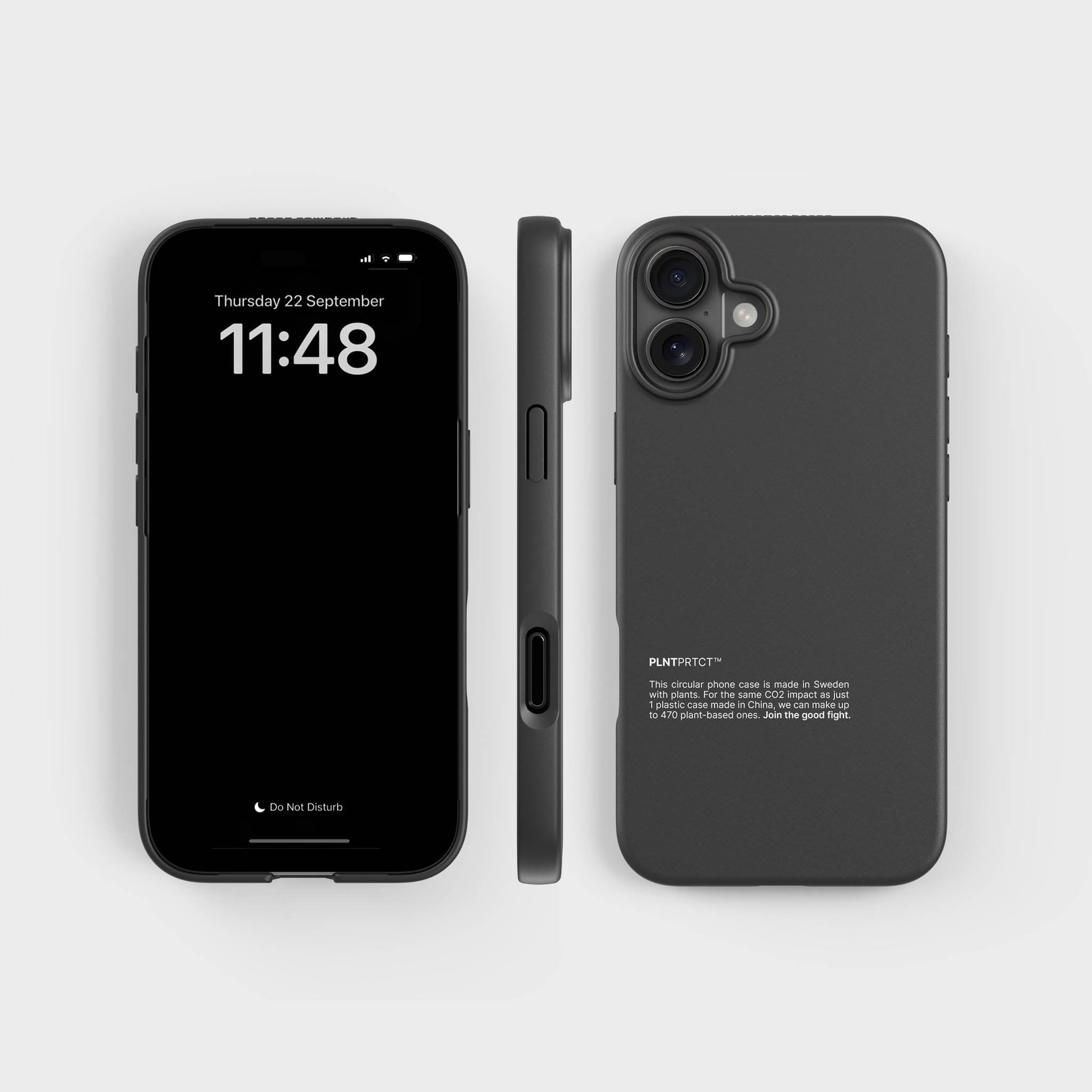 Black PLNTPRTCT iPhone 16 Plus Case